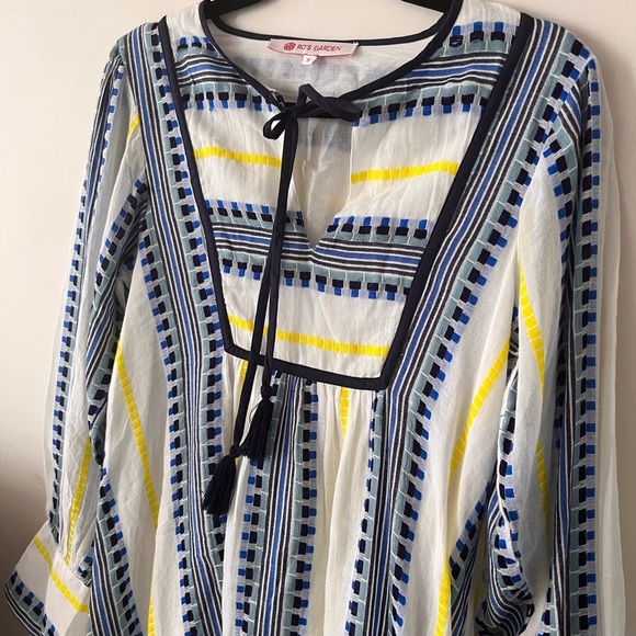 Anthropologie Ro’s Garden Striped Tunic Dress with Yellow and Blue Accents - Picture 13 of 15